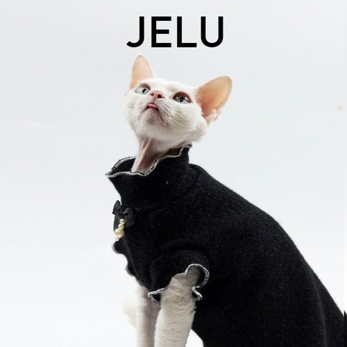 JELU 吉鹿 秋冬无毛猫衣服德文保暖毛呢羊绒柔软亲肤舒适防过敏