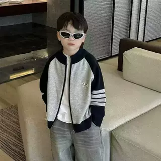 男童毛衣中大童外套百搭撞色儿童春秋开衫针织衫宝宝春装韩版时尚