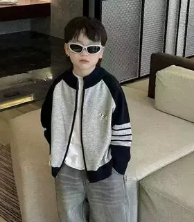 男童毛衣中大童外套百搭撞色