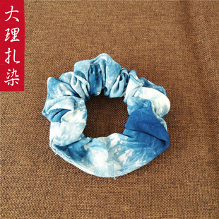 扎染发圈女头绳头花发饰云南大理白族手工蓝染橡皮筋扎头发绳头饰