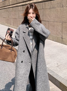 2C291欧美时尚大牌灰色百搭羊毛大衣Y1381-P295-K599