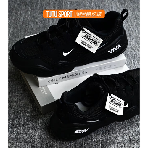 定制球鞋 Nike Tech Hera 标界 阑夜耐磨轻便男女黑白低帮休闲鞋