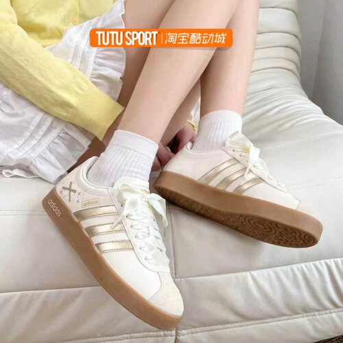 球鞋定制Adidas VL Court 2.0少女心休闲百搭通勤校园德训鞋女款