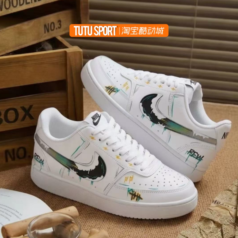 球鞋定制 Nike Court Vision 风墨 手绘涂鸦泼墨 街头嘻哈男板鞋