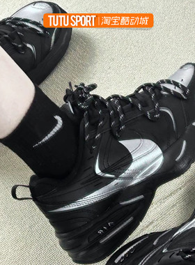 球鞋定制 Nike Air Monarch 4 复古跑鞋月光骑士 情侣黑白老爹鞋
