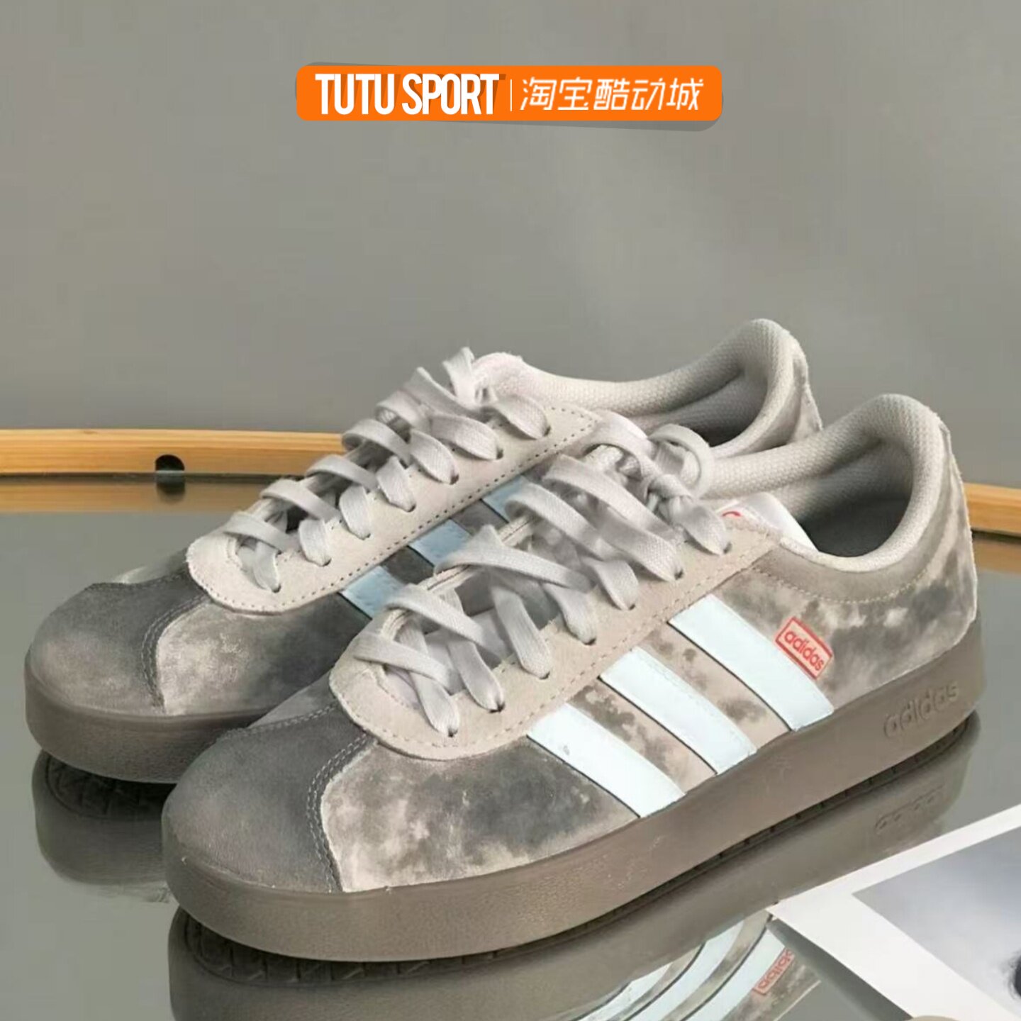 球鞋定制 Adidas Neo Court 回南木燎 陨石灰蓝 男女情侣低帮板鞋