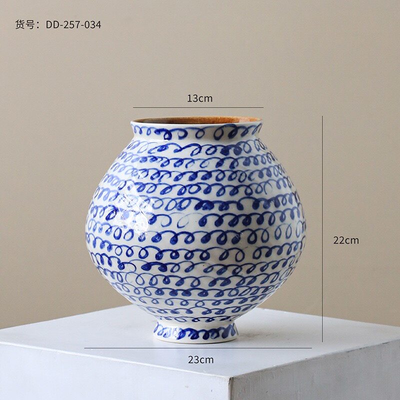 大丹老师正品陶瓷花瓶轻奢高级感景德镇摆件复古艺术客厅插花器皿