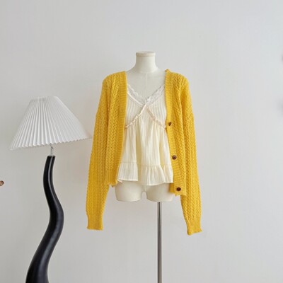 谷欢欢Berry 喜你而欢大庞定制 V领宽松三色慵懒毛衣开衫女显瘦针