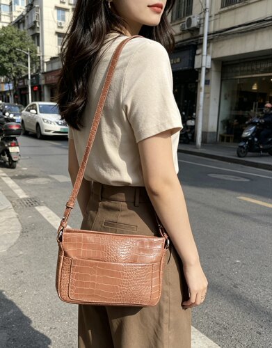 意大利正品斜挎包女包鳄鱼纹手拿包女大容量小包