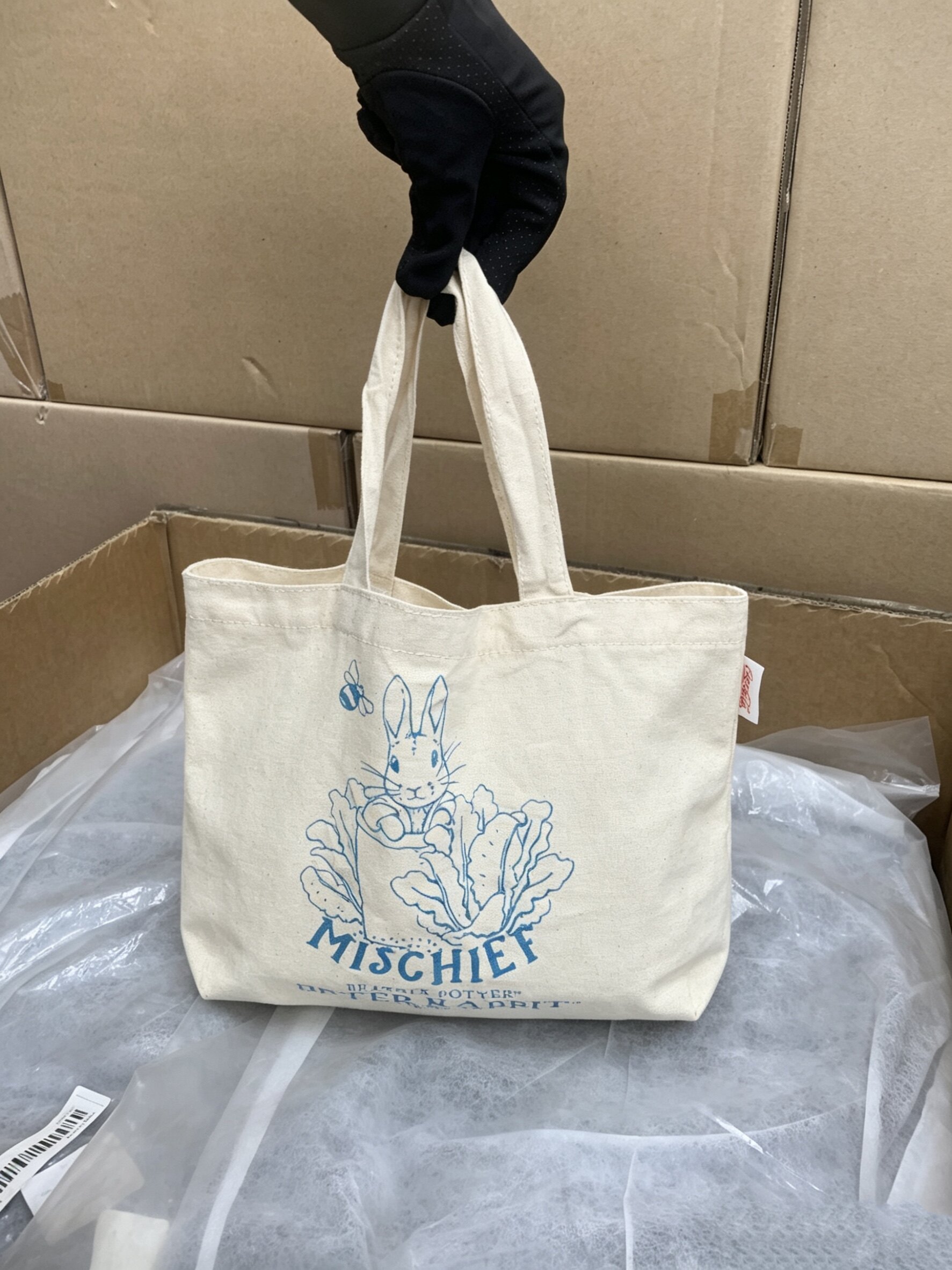 出口日单中古少女帆布包卡通兔子森系百搭休闲便当包手提包