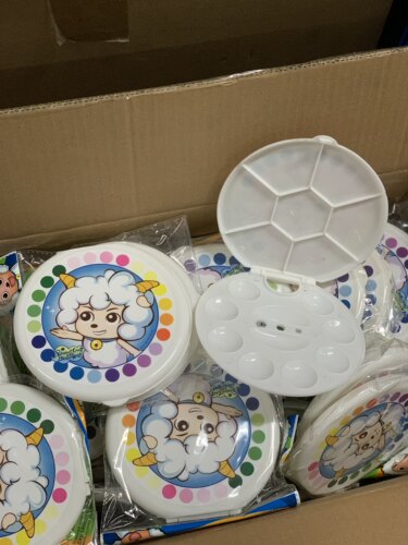 喜羊羊彩塑料调色板美术生专用三线板梅花盘儿童绘画调色盘