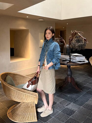 TG 旧序工装 全棉水洗牛仔外套女2026秋箱型复古夹克上衣27286