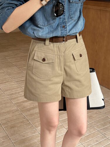 TG 工装主义 复古立体口袋高腰A字纯棉短裤女2026早秋新款27235