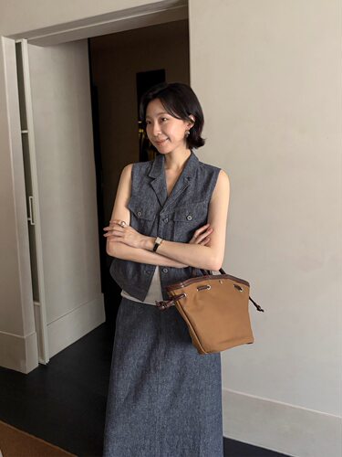 TG  简飒秋章 天然棉麻西装领无袖马甲女2026新款利落外套27373