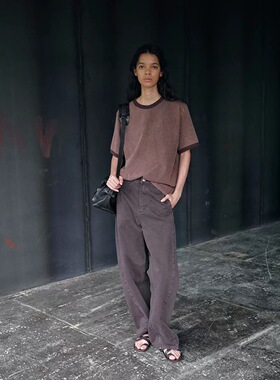 新品开售纯棉圆领短袖T恤棉感亲肤撞色领显瘦上衣