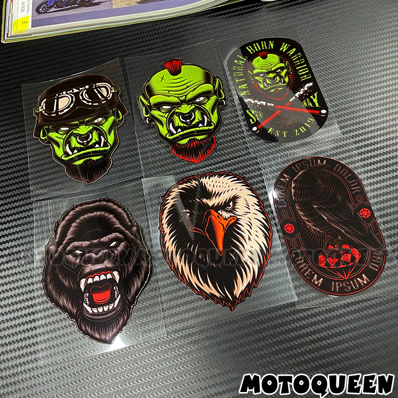 适用复古贴纸哈雷太子力帆高金奔达摩托车装饰个性反光兽人贴花