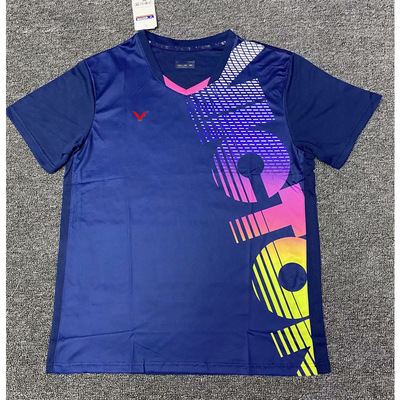 新款羽毛球服上衣男女黑白字母速干运动短袖T韩国文化衫1905