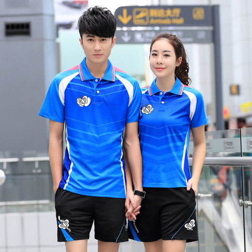 现货批发 新款乒乓球服男女翻领短袖t恤夏季速干运动服36157