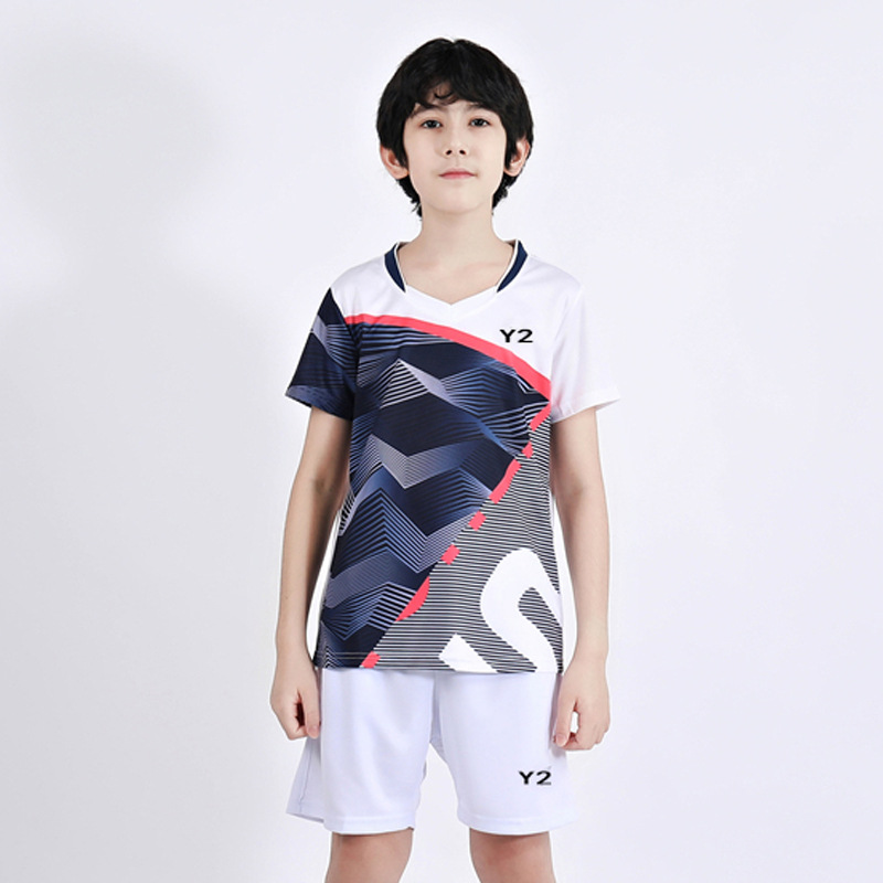 儿童羽毛球服套装男女童透气短袖上衣大赛服学生班服比赛服3619B