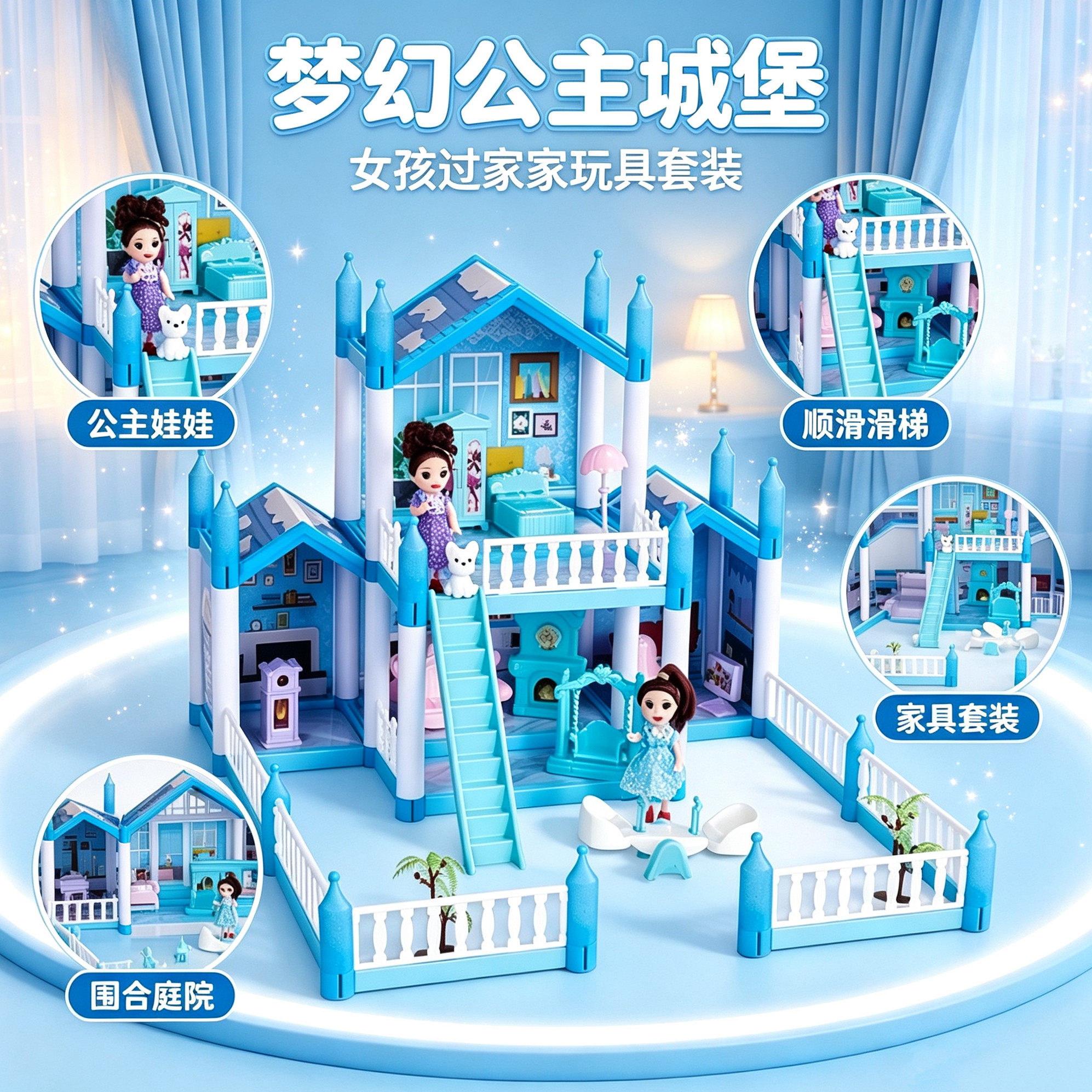 公主城堡双层拼装娃娃屋