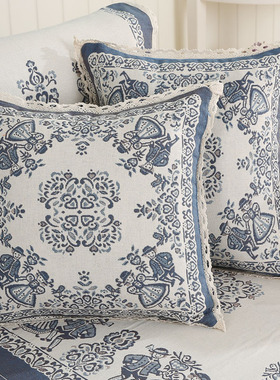 菲诗曼尔棉麻沙发的抱枕套靠垫套双层创意坐垫不含芯正方形小麻人