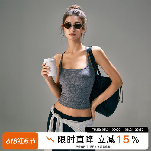Choc女孩运动背心女修身显瘦带胸垫健身瑜伽服基础款穿搭吊带上衣