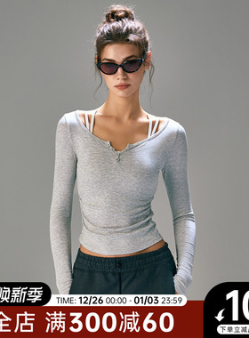 Choc女孩秋季新款瑜伽服女修身显瘦长袖运动上衣普拉提训练健身衣