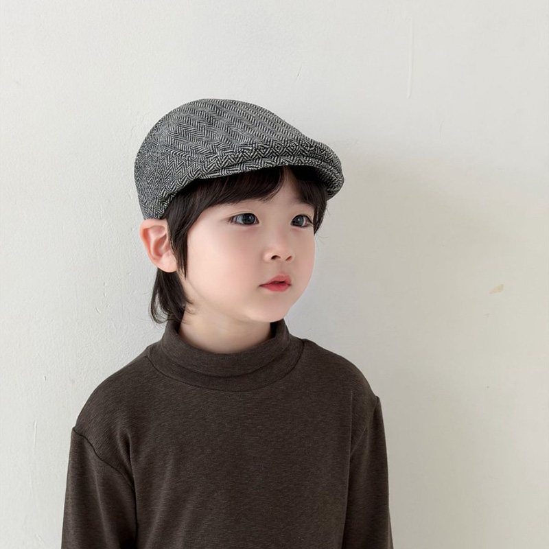 儿童贝雷帽男童休闲日系前进帽女童洋气英伦风画家帽百搭毛呢童帽