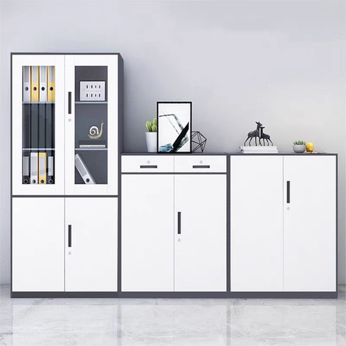 钢制办公文件柜铁皮柜办公室矮柜资料柜带锁拆装薄边档案储物柜子