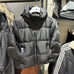 阿迪达斯三叶草羽绒服女子24冬季新款隐藏连帽运动休闲外套IW8368