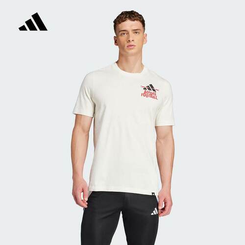 Adidas阿迪达斯男子足球短袖2025夏季运动休闲印花透气T恤JD8215