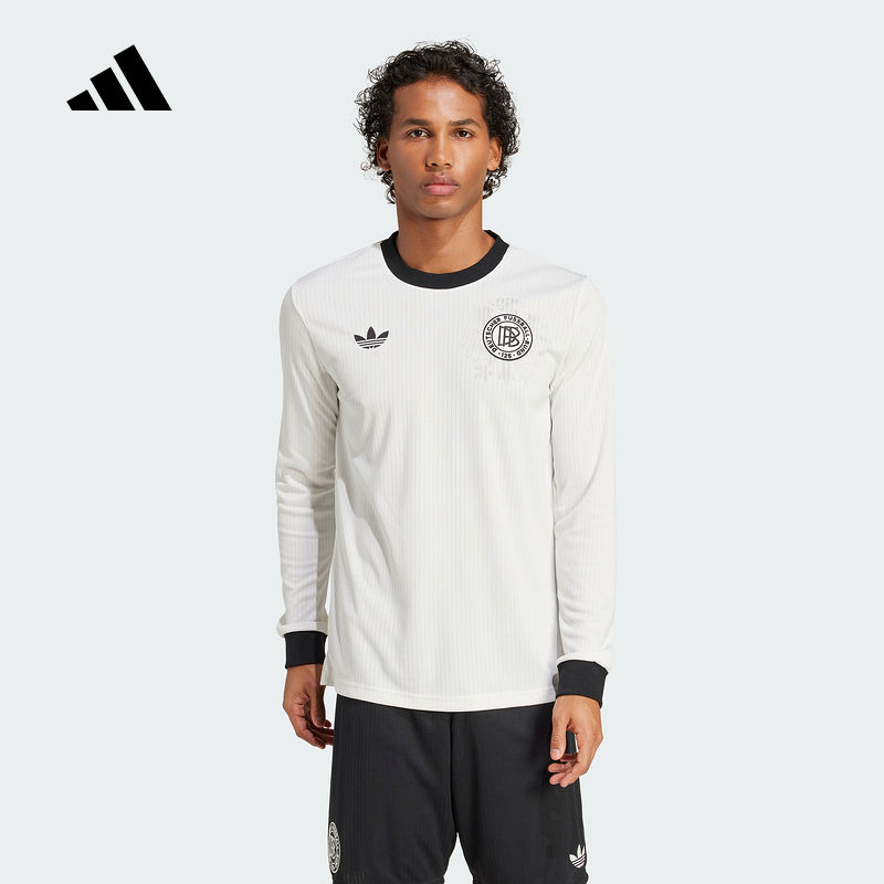 adidas阿迪达斯长袖T恤男德国队125周年足球文化休闲套头衫JY0217