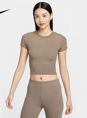 nike耐克女子2025夏季款运动休闲短款露脐紧身短袖T恤HJ0720-233