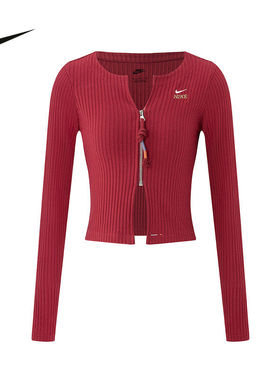 nike耐克长袖T恤女2026春马年新年款修身薄绒开衫夹克IQ3828-613