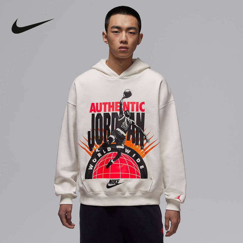 Nike耐克卫衣男2026春季Jordan印花抓绒宽松连帽套头衫IF1844-133