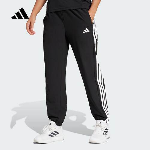adidas阿迪达斯女裤25春季三条纹跑步健身休闲运动速干长裤JI8313
