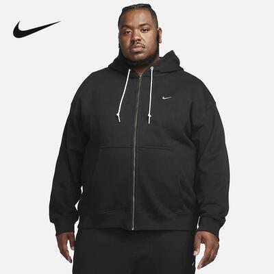 NIKE耐克加绒外套男2024冬季新款连帽宽松针织休闲夹克DR0403-010