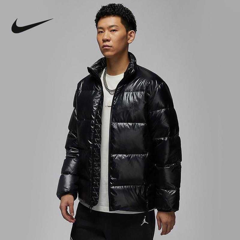 耐克男子羽绒服24冬季新款Jordan亮面保暖立领夹克外套FV7272-010