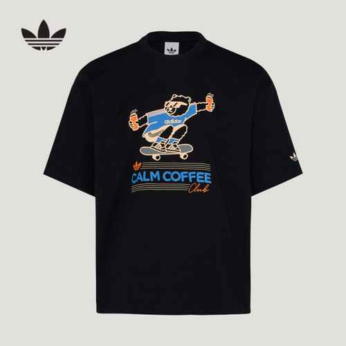 阿迪达斯 三叶草短袖男2026夏中性宽松透气印花T恤 KY5739 KY5740