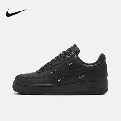 Nike耐克女鞋AIR FORCE 1AF1黑银四勾空军一号运动板鞋HQ1180-001