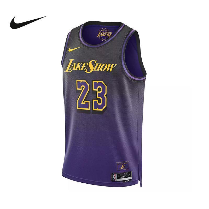 NIKE耐克运动背心男洛杉矶湖人队詹姆斯 NBA 速干球衣 FQ4346-504