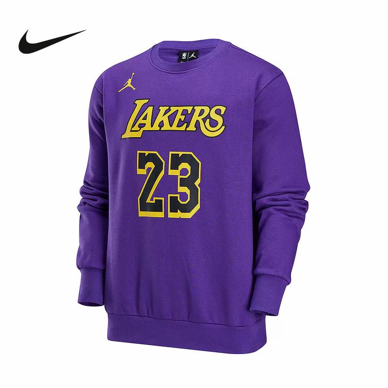 耐克运动卫衣男24冬季新款洛杉矶湖人队NBA加绒套头衫DN4718-508