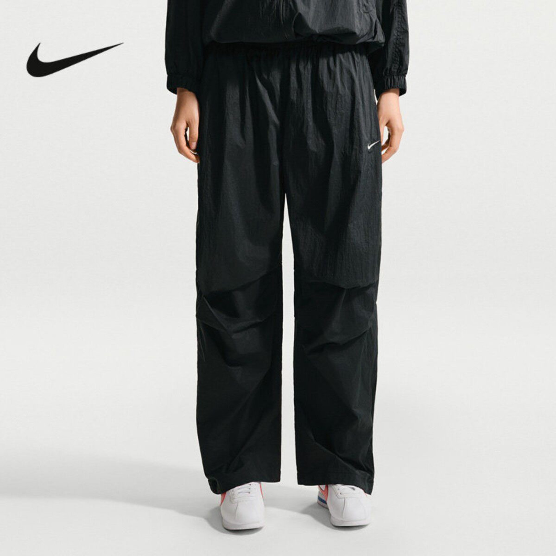 NIKE耐克女裤2026夏季透气宽松抽绳收口裤梭织运动长裤IO3377-010