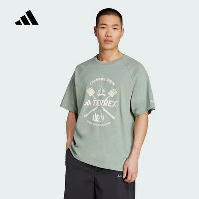 adidas阿迪达斯短袖男2025夏TERREX户外半截袖趣味印花T恤JI8316