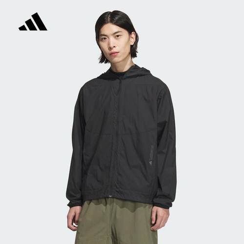 adidas阿迪达斯外套男2025夏季梭织防晒衣运动休闲连帽夹克JZ8401