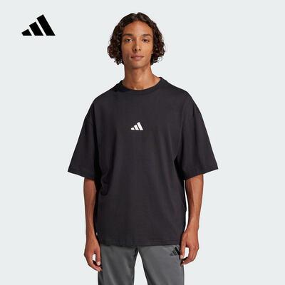 adidas阿迪达斯短袖男25夏季休闲宽松圆领纯棉透气运动T恤JC5338