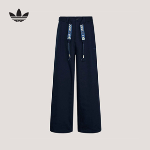 阿迪达斯三叶草男裤2026春季休闲宽松梭织防风运动牛仔长裤KW5669