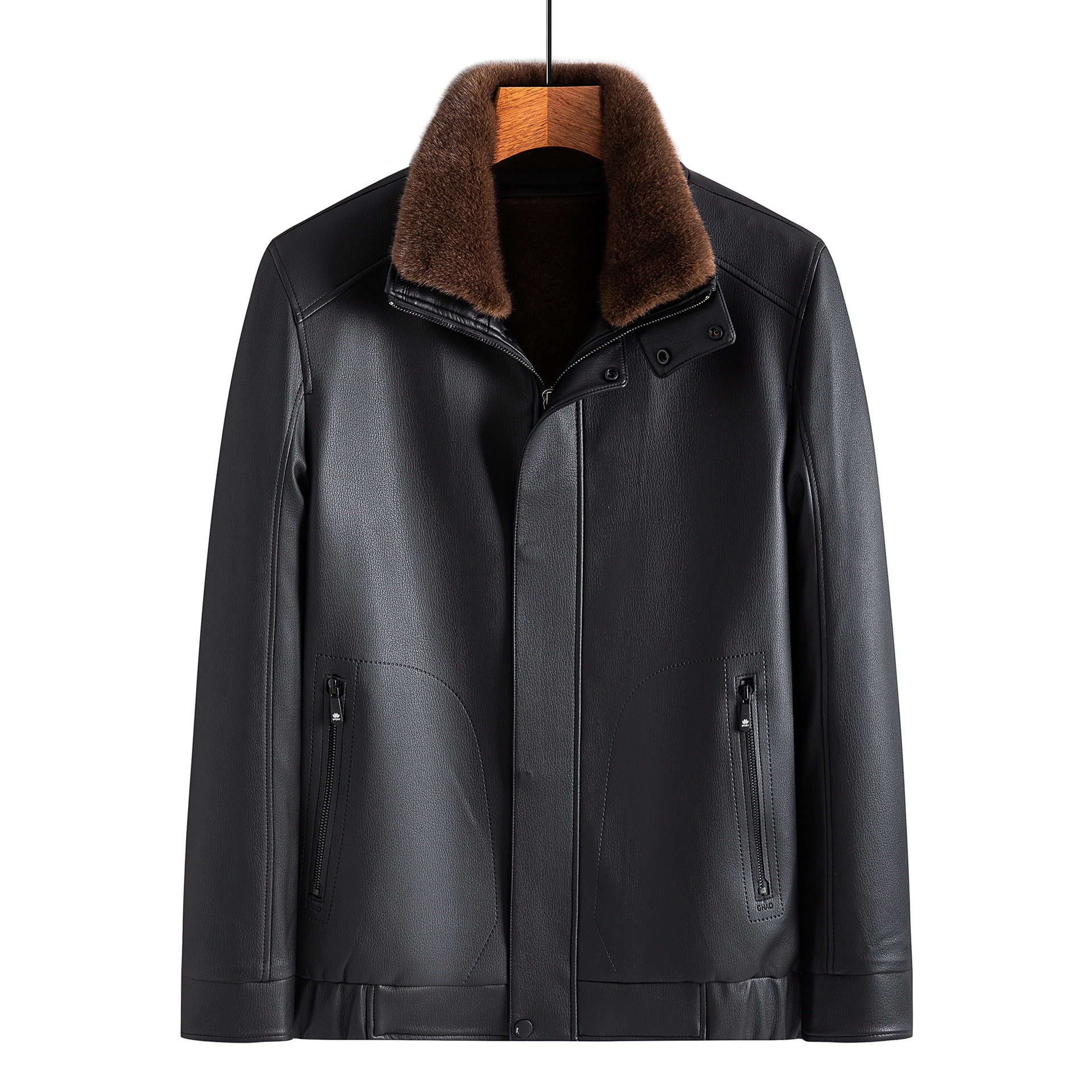 真皮皮衣男士加绒加厚可脱卸貂绒内胆毛领中老年夹克皮绵羊皮外套,男装,皮衣,淘宝优惠券,粉丝福利购,淘宝优惠卷