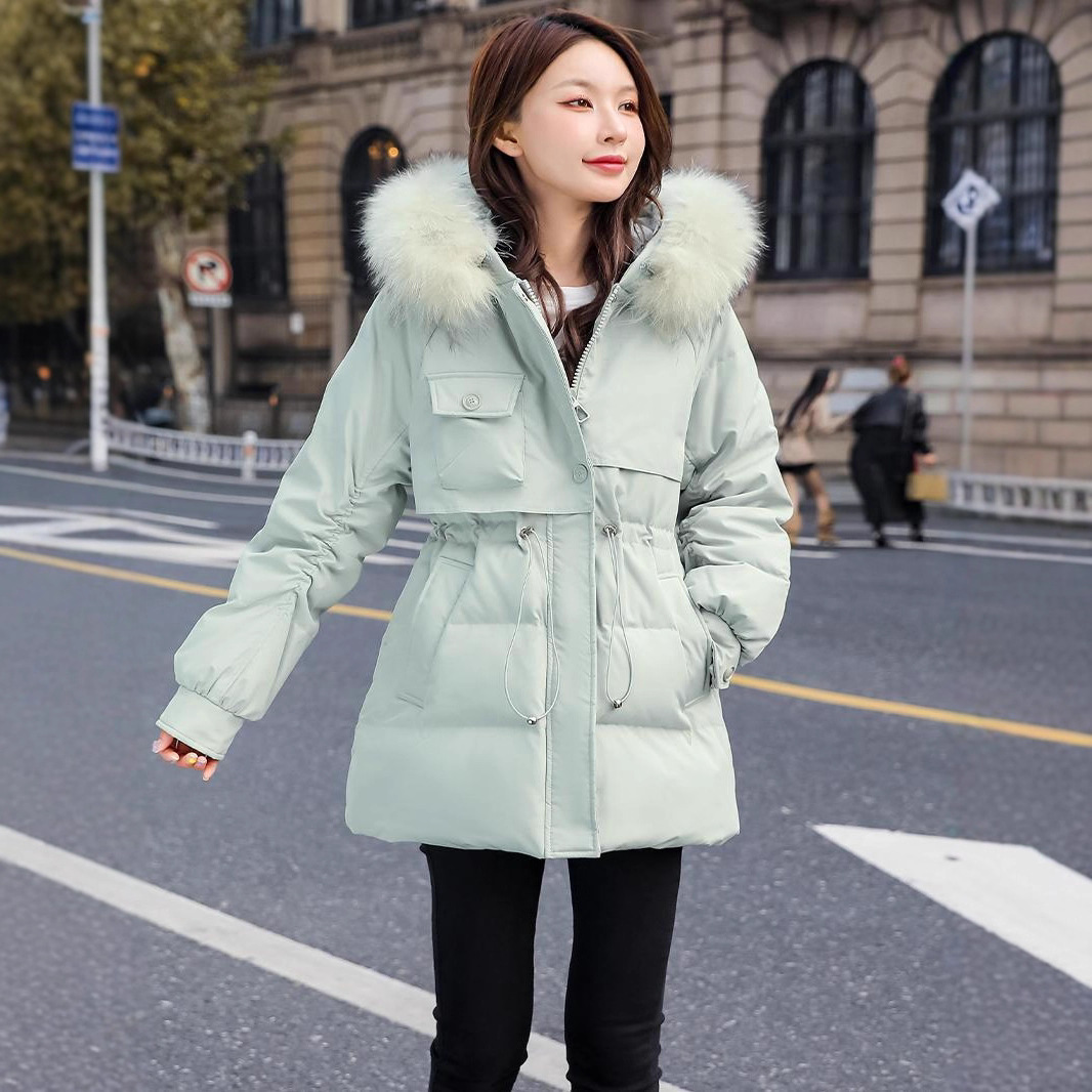 正品撤柜羽绒服冬女2025新款中长款修身收腰白鸭绒小个子爆款