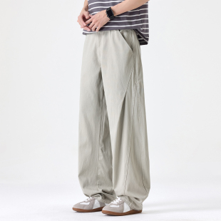 潮牌阔腿裤 NOT 男宽松直筒设计感弯刀裤 休闲裤 ANXIOUS莱赛尔薄款